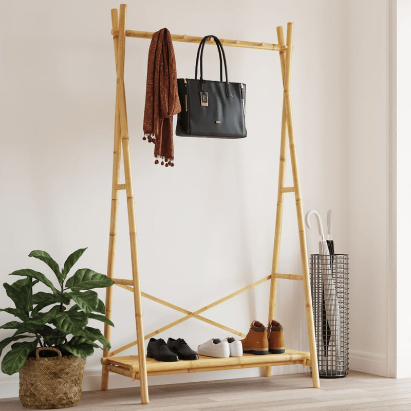 Afbeelding laden in galerijviewer, Vidaxl kledingrek met schap 102x50x190 cm bamboe
