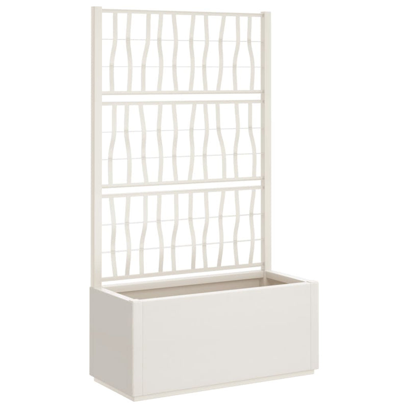 Afbeelding laden in galerijviewer, Vidaxl plantenbak met latwerk 80x36x140 cm polypropeen wit
