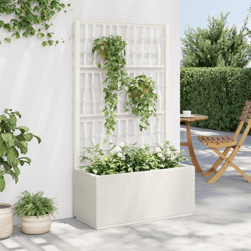 Afbeelding laden in galerijviewer, Vidaxl plantenbak met latwerk 80x36x140 cm polypropeen wit
