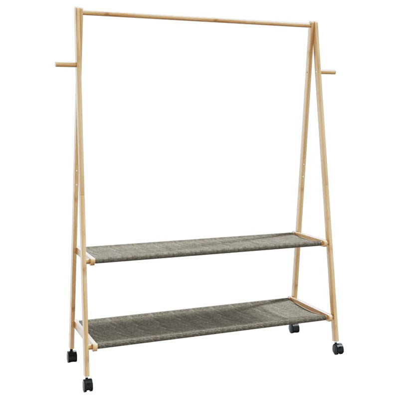 Afbeelding laden in galerijviewer, Vidaxl kledingrek met schappen en wielen 132x45,5x155,5 cm bamboe
