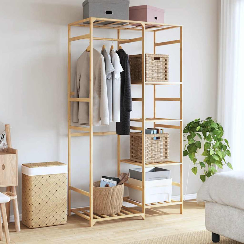 Afbeelding laden in galerijviewer, Vidaxl kledingrek met schappen 100x50x184,5 cm bamboe
