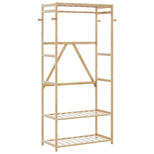 Vidaxl kledingrek met schappen 80x40x175 cm bamboe
