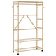 Vidaxl kledingrek met schappen en wielen 110x40x180 cm bamboe