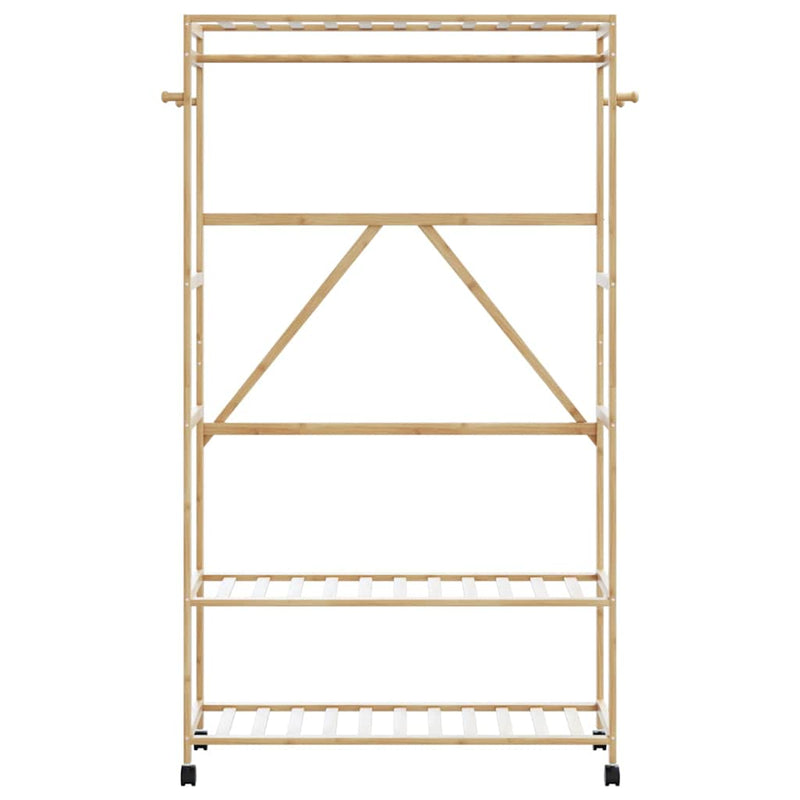 Afbeelding laden in galerijviewer, Vidaxl kledingrek met schappen en wielen 110x40x180 cm bamboe
