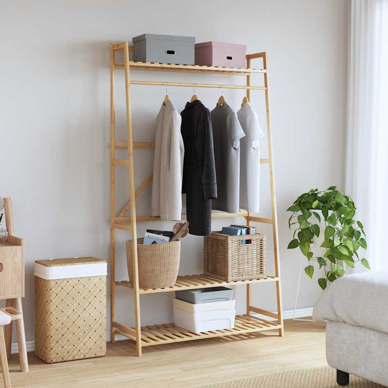 Afbeelding laden in galerijviewer, Vidaxl kledingrek met schappen 110x40x180 cm bamboe
