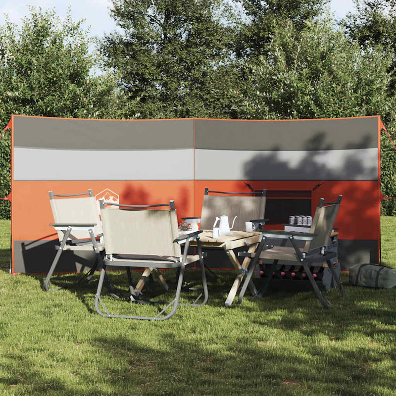 Afbeelding laden in galerijviewer, Vidaxl windscherm camping waterdicht 340x130 cm grijs en oranje
