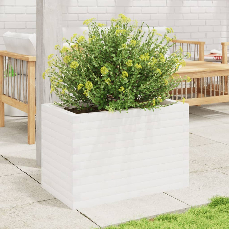 Afbeelding laden in galerijviewer, Vidaxl plantenbak 70x40x45,5 cm massief grenenhout wit
