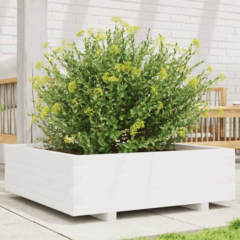 Afbeelding laden in galerijviewer, Vidaxl plantenbak 80x80x26,5 cm massief grenenhout wit
