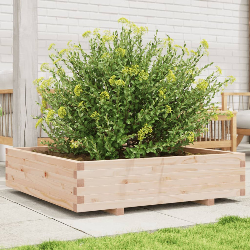 Afbeelding laden in galerijviewer, Vidaxl plantenbak 100x100x26,5 cm massief grenenhout

