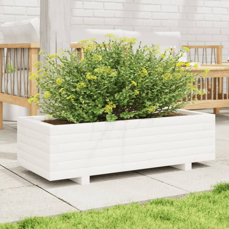 Afbeelding laden in galerijviewer, Vidaxl plantenbak 90x40x26,5 cm massief grenenhout wit
