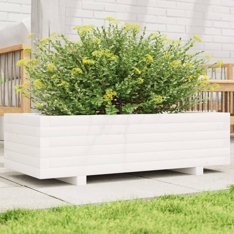 Afbeelding laden in galerijviewer, Vidaxl plantenbak 90x40x26,5 cm massief grenenhout wit

