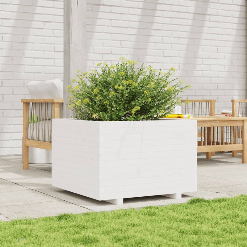 Afbeelding laden in galerijviewer, Vidaxl plantenbak 70x70x49,5 cm massief grenenhout wit
