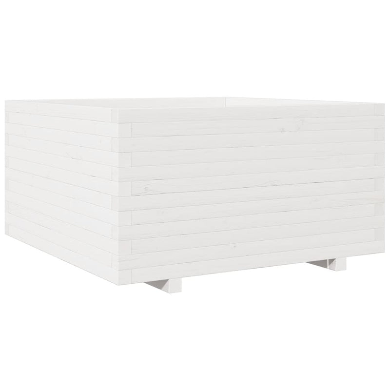 Afbeelding laden in galerijviewer, VidaXL Plantenbak 90x90x49,5 cm massief grenenhout wit
