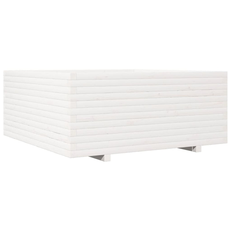 Afbeelding laden in galerijviewer, VidaXL Plantenbak 110x110x49,5 cm massief grenenhout wit

