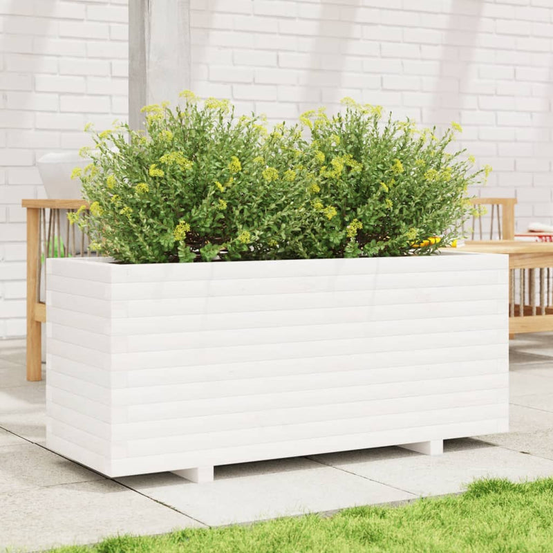 Afbeelding laden in galerijviewer, VidaXL Plantenbak 110x40x49,5 cm massief grenenhout wit
