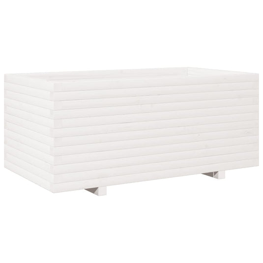 VidaXL Plantenbak 110x60x49,5 cm massief grenenhout wit