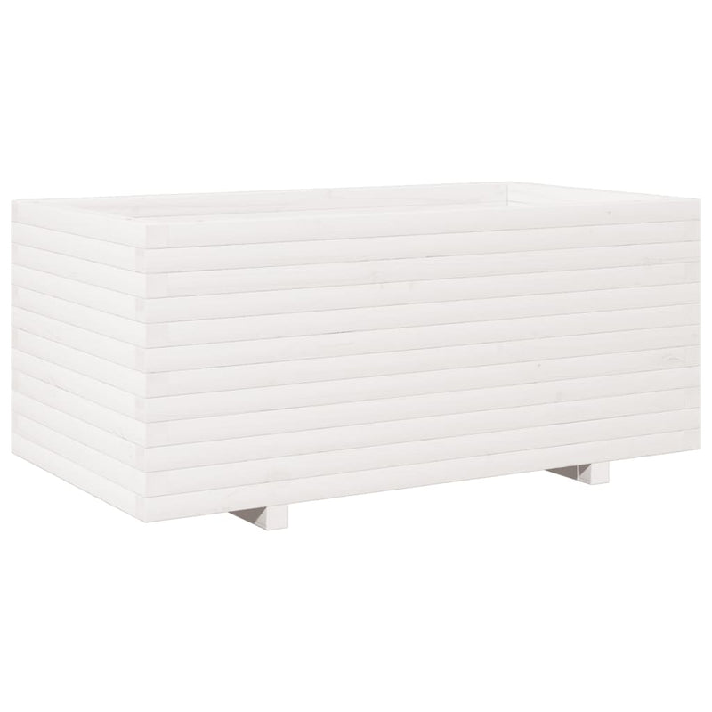 Afbeelding laden in galerijviewer, VidaXL Plantenbak 110x60x49,5 cm massief grenenhout wit
