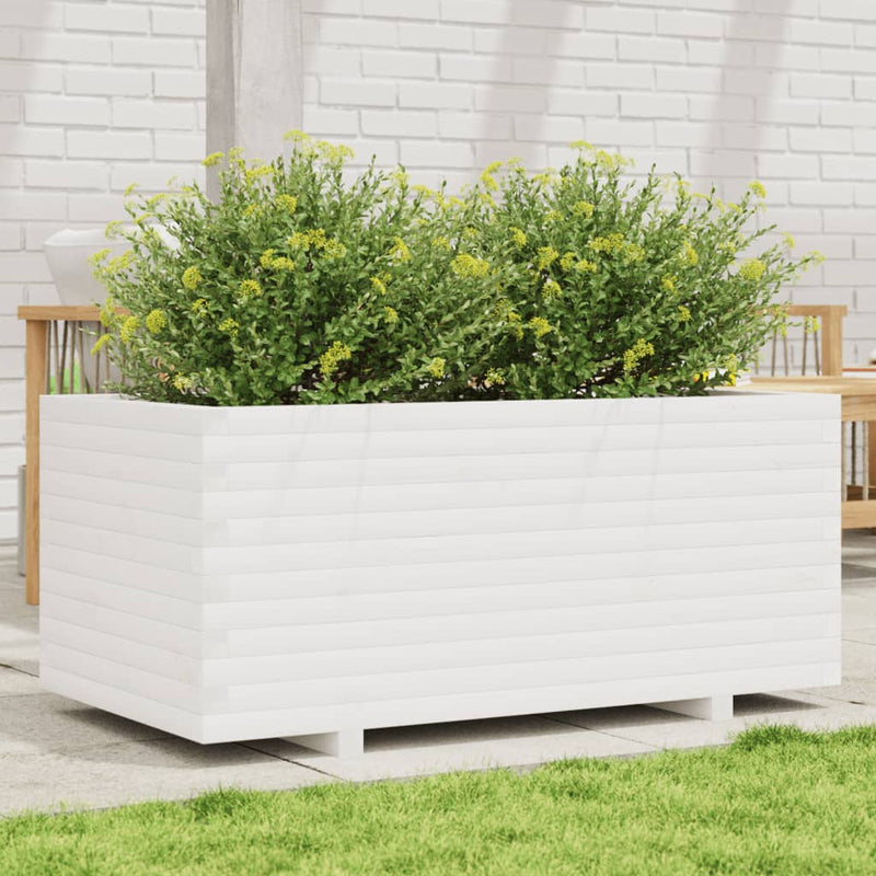 Afbeelding laden in galerijviewer, VidaXL Plantenbak 110x60x49,5 cm massief grenenhout wit
