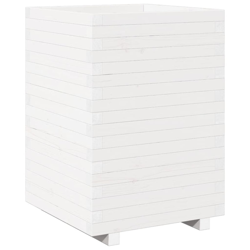 Afbeelding laden in galerijviewer, Vidaxl plantenbak 50x50x72,5 cm massief grenenhout wit
