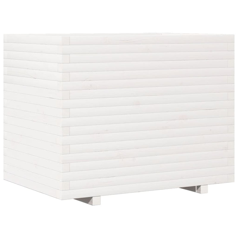 Afbeelding laden in galerijviewer, VidaXL Plantenbak 90x60x72,5 cm massief grenenhout wit
