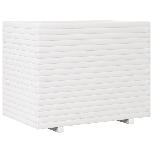 VidaXL Plantenbak 90x60x72 cm massief grenenhout wit