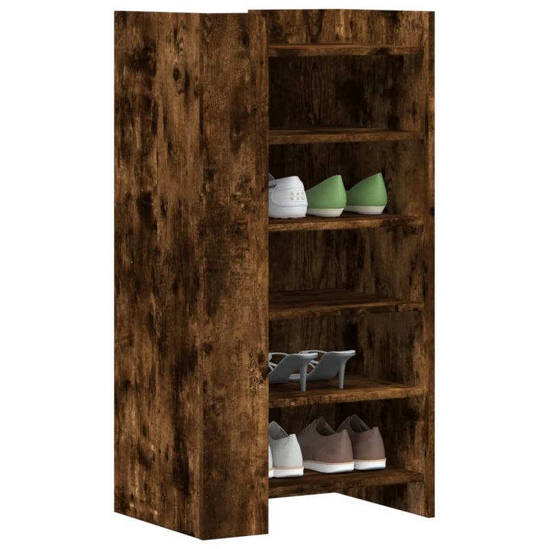 Afbeelding laden in galerijviewer, Vidaxl schoenenkast 52x37,5x100 cm bewerkt hout gerookt eikenkleurig
