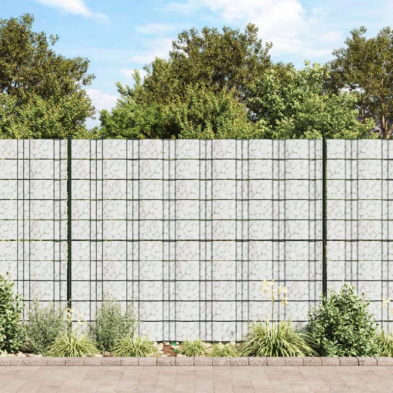 Afbeelding laden in galerijviewer, VidaXL Tuinscherm 2 st marmergrindpatroon 35x0,19 m PVC grijs
