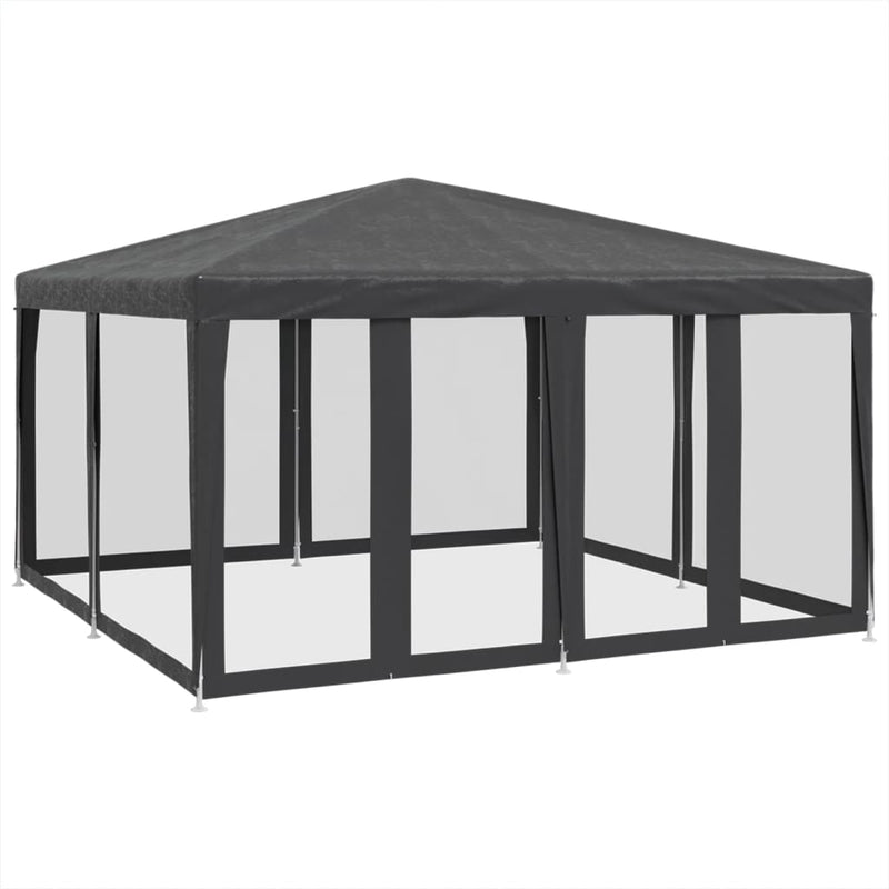 Afbeelding laden in galerijviewer, Vidaxl partytent met 8 mesh zijwanden 4x4 m hdpe antracietkleurig
