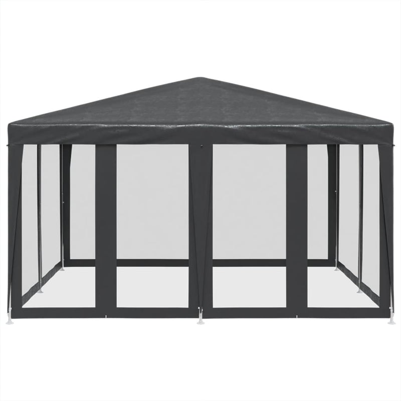 Afbeelding laden in galerijviewer, Vidaxl partytent met 8 mesh zijwanden 4x4 m hdpe antracietkleurig
