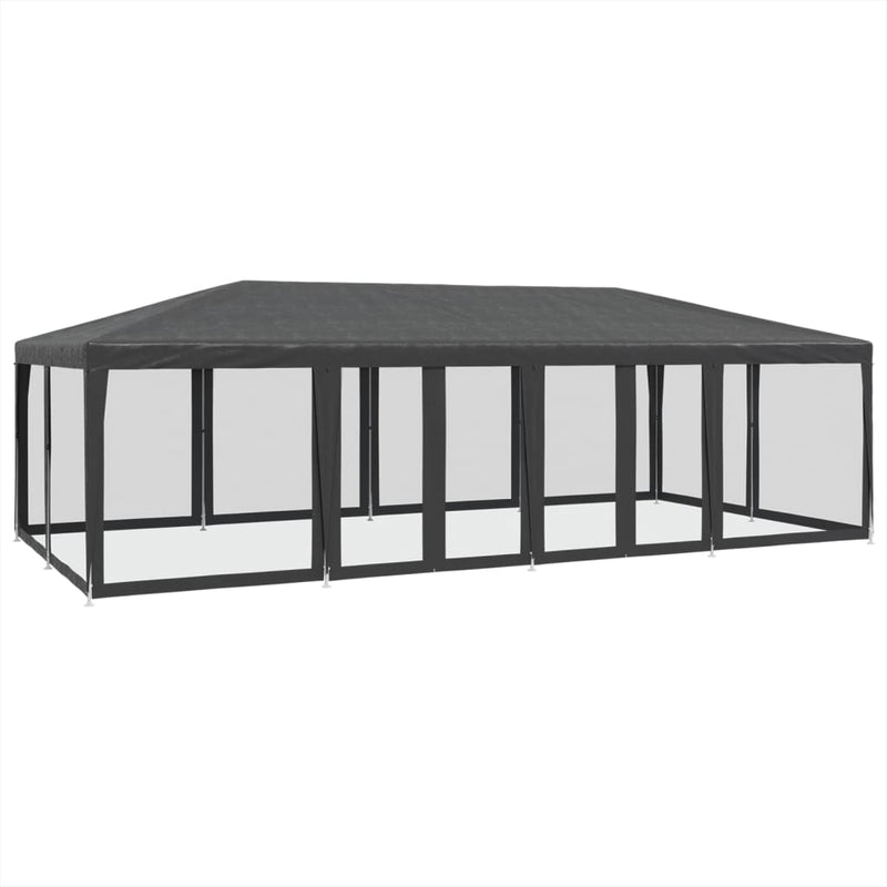 Afbeelding laden in galerijviewer, Vidaxl partytent met 12 mesh zijwanden 8x4 m hdpe antracietkleurig
