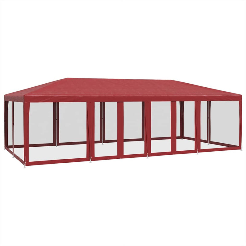 Afbeelding laden in galerijviewer, Vidaxl partytent met 12 mesh zijwanden 8x4 m hdpe rood
