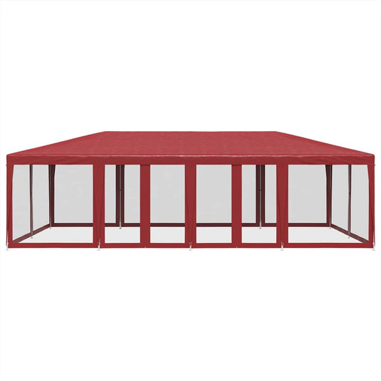 Vidaxl partytent met 12 mesh zijwanden 8x4 m hdpe rood
