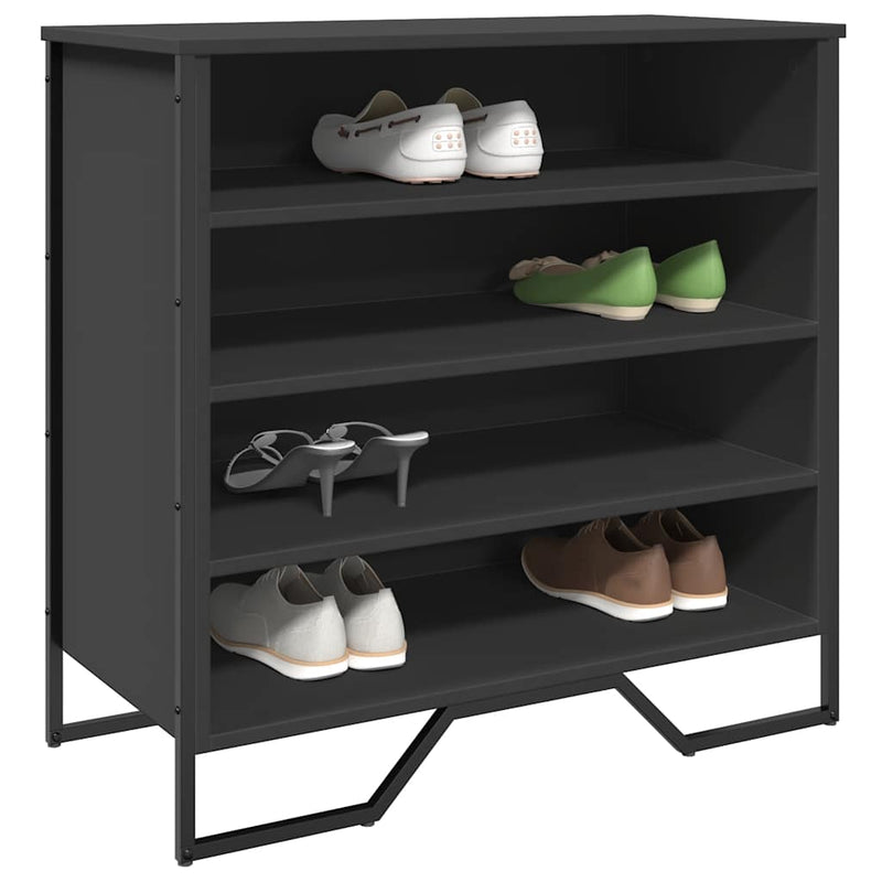 Afbeelding laden in galerijviewer, Vidaxl schoenenkast 80x38x78 cm bewerkt hout zwart
