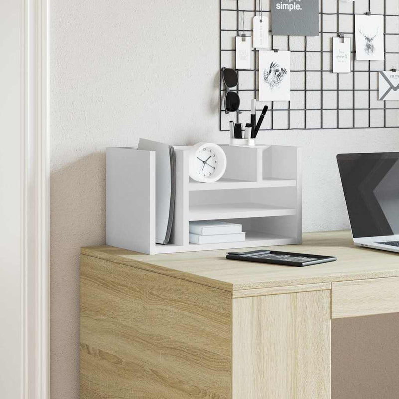 Afbeelding laden in galerijviewer, Vidaxl bureau organiser 44,5x24x25 cm bewerkt hout wit
