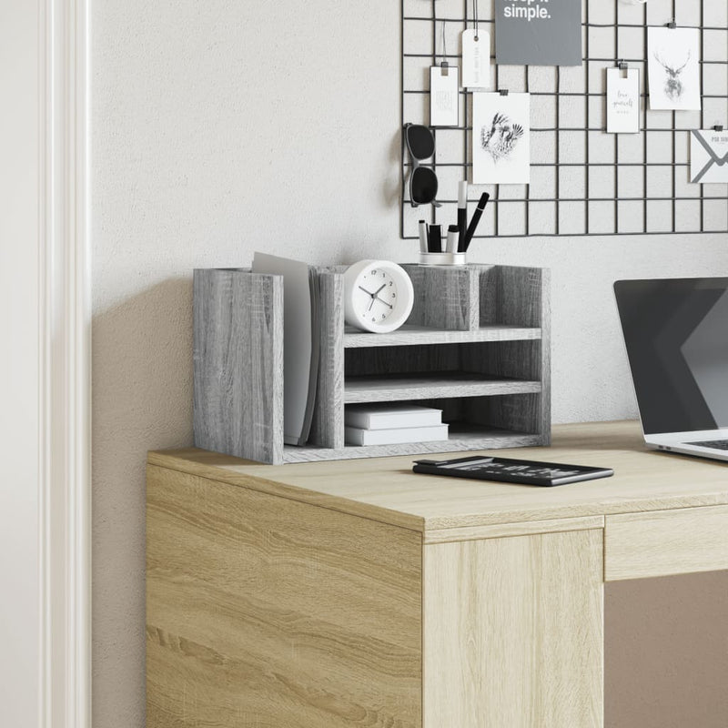 Afbeelding laden in galerijviewer, Vidaxl bureau organiser 44,5x24x25 cm bewerkt hout grijs sonoma eiken
