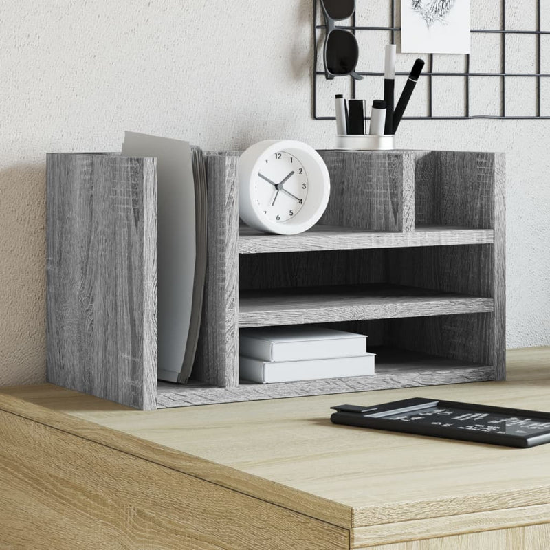 Afbeelding laden in galerijviewer, Vidaxl bureau organiser 44,5x24x25 cm bewerkt hout grijs sonoma eiken

