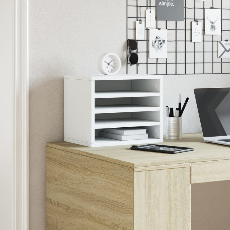 Afbeelding laden in galerijviewer, Vidaxl bureau organiser 36x26x29,5 cm bewerkt hout wit
