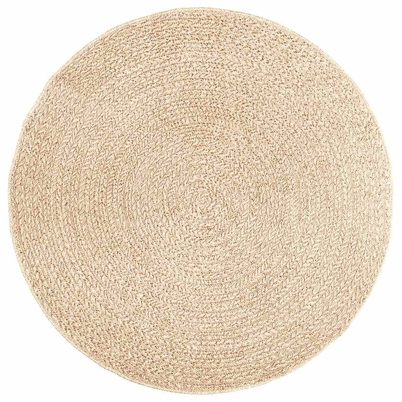 Afbeelding laden in galerijviewer, Vidaxl vloerkleed zizur beige binnen en buiten ø 160 cm jute look
