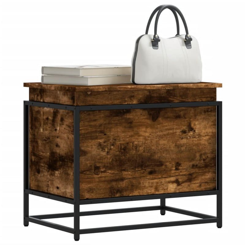 Afbeelding laden in galerijviewer, Vidaxl opbergbox met deksel 60x40x51,5 cm bewerkt hout gerookt eiken

