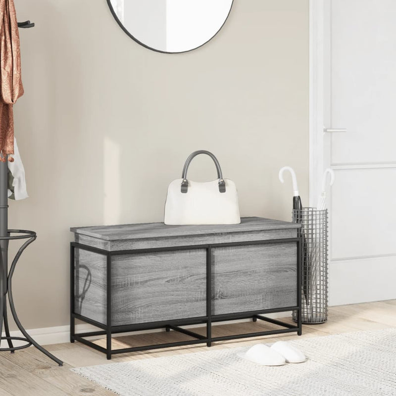 Afbeelding laden in galerijviewer, Vidaxl opbergbox met deksel 100x40x51,5 cm bewerkt hout grijs sonoma
