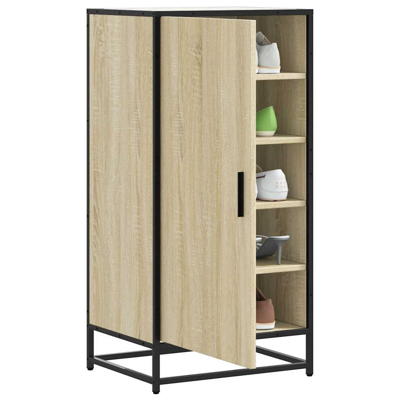 Afbeelding laden in galerijviewer, Vidaxl schoenenrek 48x38x97,5 cm bewerkt hout sonoma eikenkleurig
