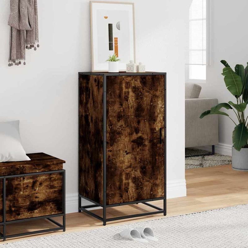 Afbeelding laden in galerijviewer, Vidaxl schoenenrek 48x38x97,5 cm bewerkt hout gerookt eikenkleurig
