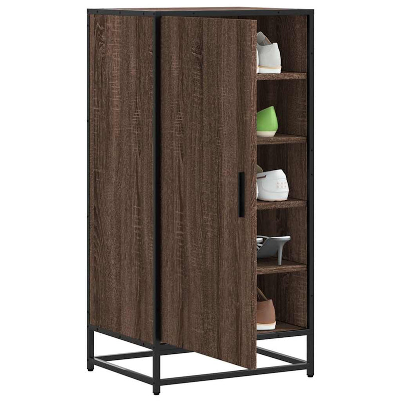 Afbeelding laden in galerijviewer, Vidaxl schoenenrek 48x38x97,5 cm bewerkt hout bruin eikenkleurig
