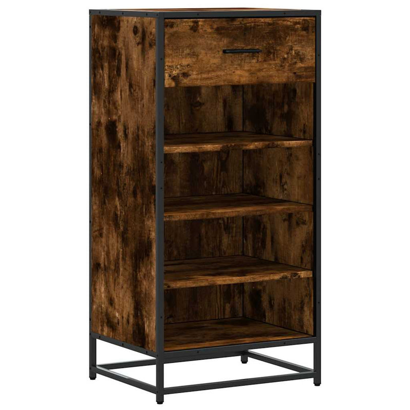 Afbeelding laden in galerijviewer, Vidaxl schoenenrek 48x38x97,5 cm bewerkt hout gerookt eikenkleurig
