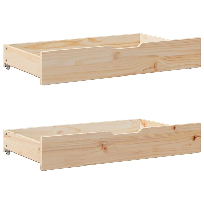 Afbeelding laden in galerijviewer, Vidaxl bedlades 2 st met wieltjes 90x55x17 cm massief grenenhout
