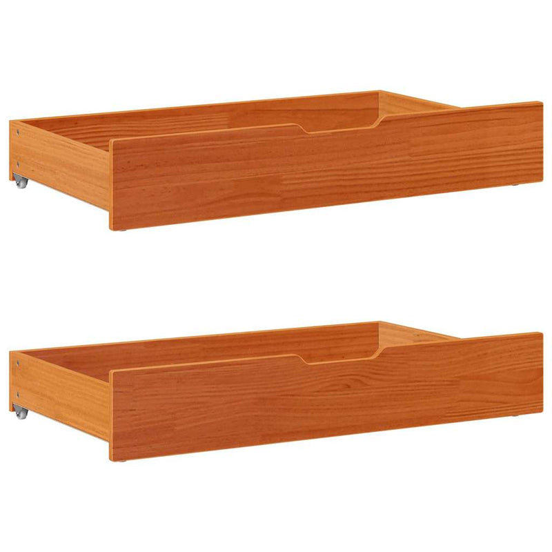 Afbeelding laden in galerijviewer, Vidaxl bedlades 2 st 90x55x17 massief grenenhout wasbruin
