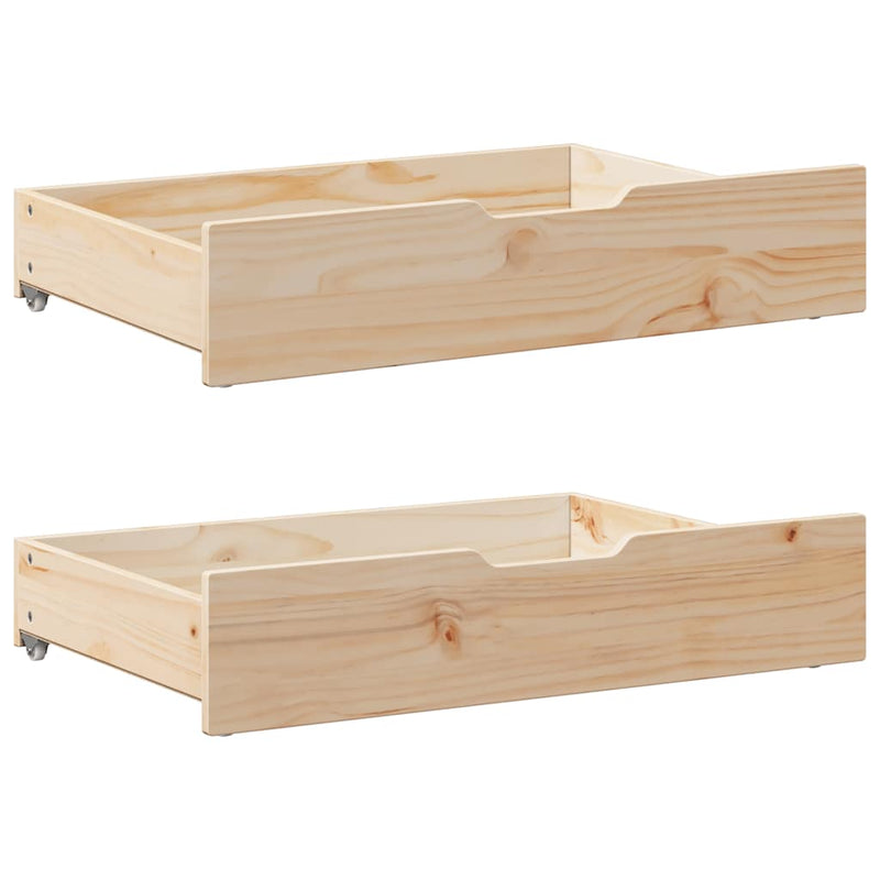 Afbeelding laden in galerijviewer, Vidaxl bedlades 2 st met wieltjes 85x55x17 cm massief grenenhout
