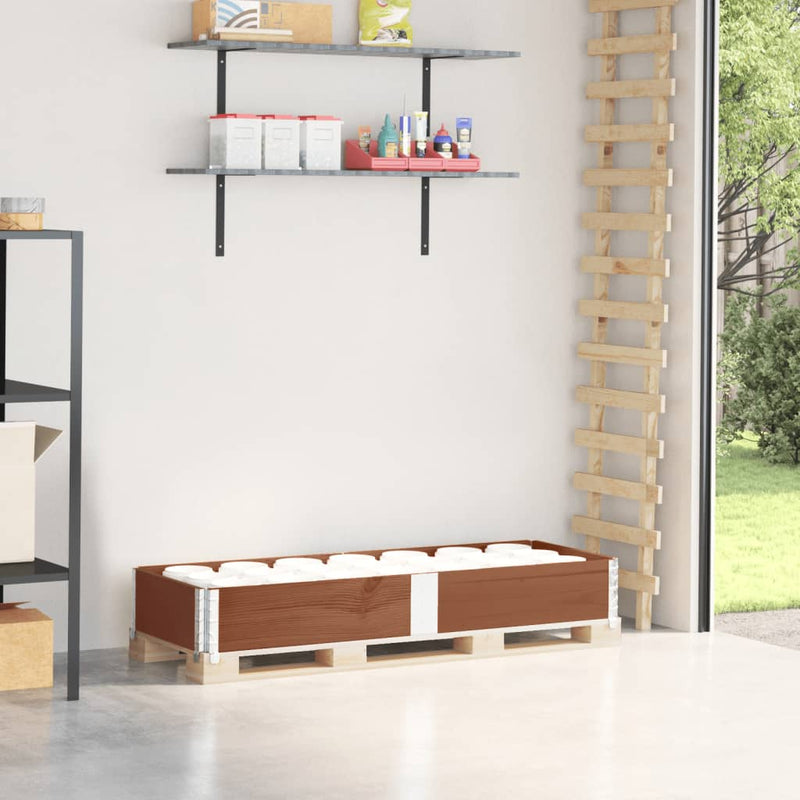 Afbeelding laden in galerijviewer, Vidaxl palletopzetrand 150x50 cm massief grenenhout bruin
