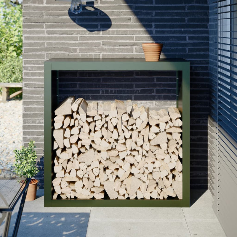 Afbeelding laden in galerijviewer, Vidaxl haardhoutrek 100x40x100 cm staal groen
