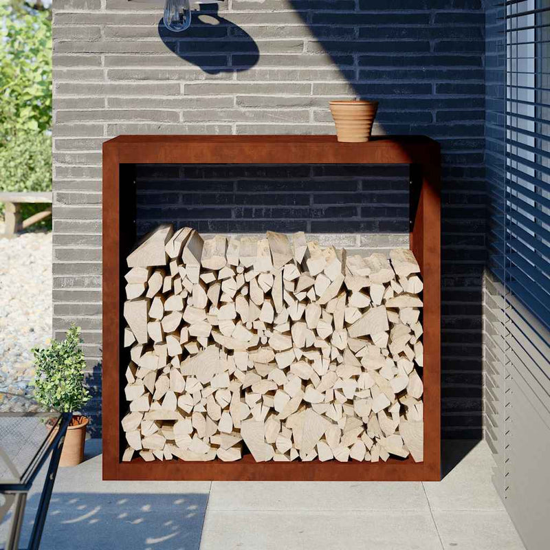 Afbeelding laden in galerijviewer, Vidaxl brandhoutrek 100x40x100 cm weervast staal
